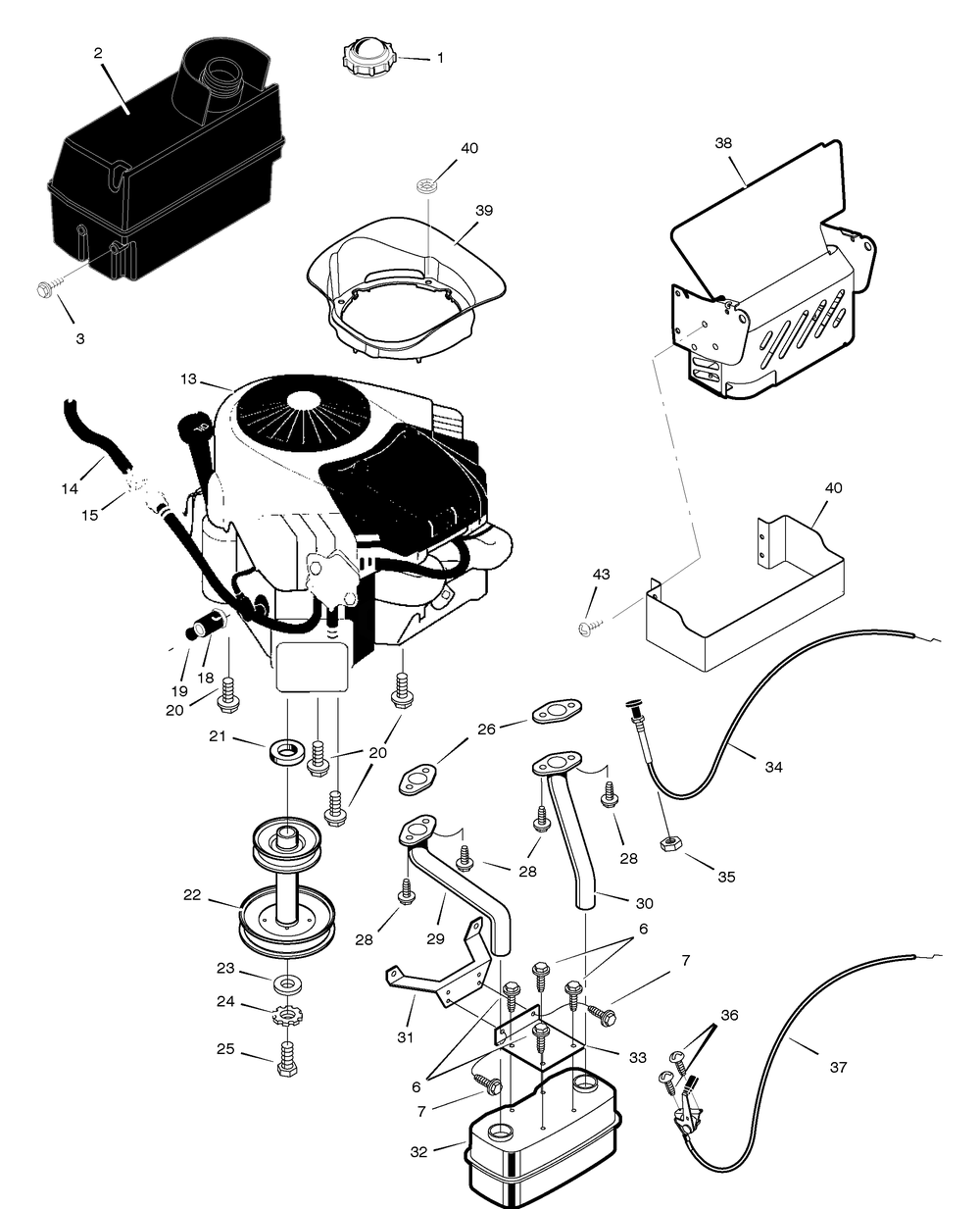 Engine Mount Assembly Diagram and Parts List for 465624X50A 2005 Briggs and Stratton Lawn Tractor